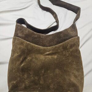 Suede Apostrophe shoulder bucket bag